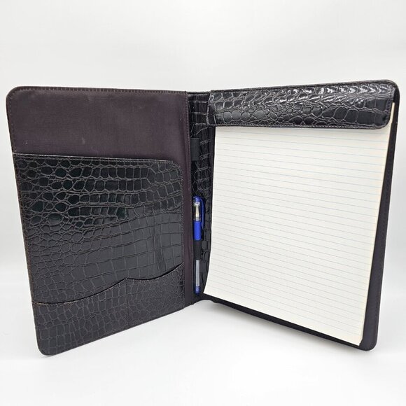 Brown Folio, Shiny Croc Print 9.5" x 12.5" with lined paper and 2 pen holders - Picture 14 of 14
